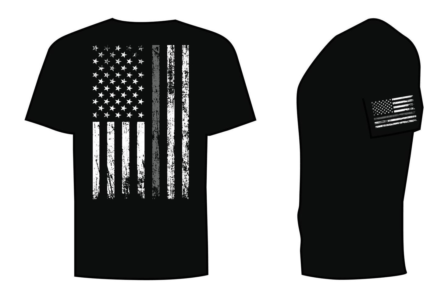 Thin Gray Line Distressed Flag T Shirt Design vector