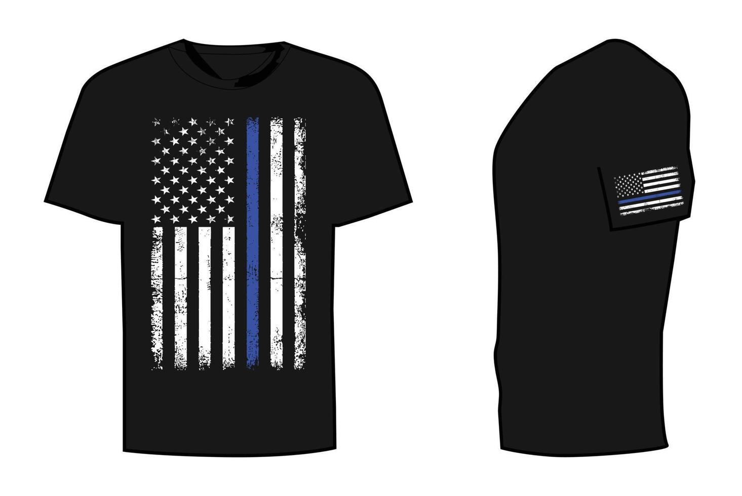 Thin Blue Line With USA Flag T Shirt Design vector