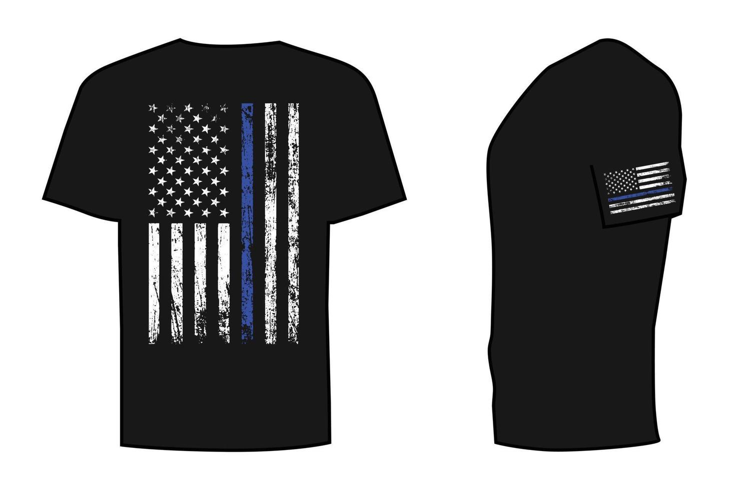 Thin Blue Line Distressed Flag T Shirt Design vector