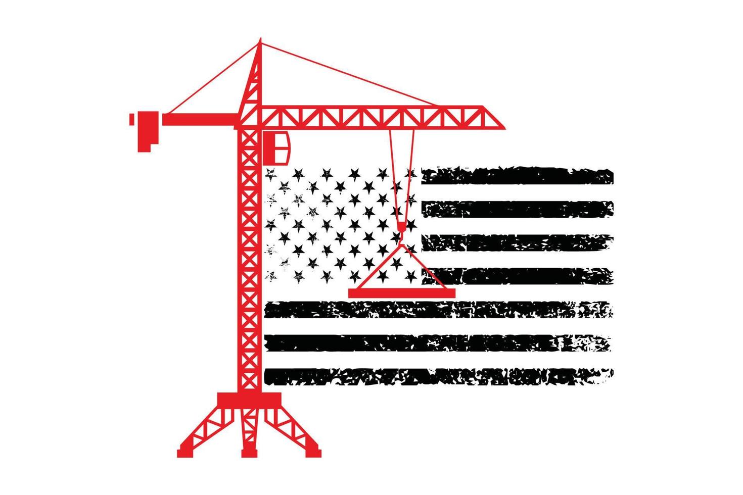 Crane Operator 4th of July Design vector