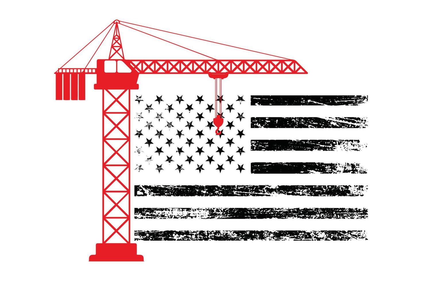 Crane Operator American Flag Design vector