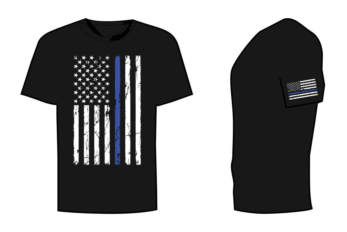 American Flag Blue Line T Shirt Design vector