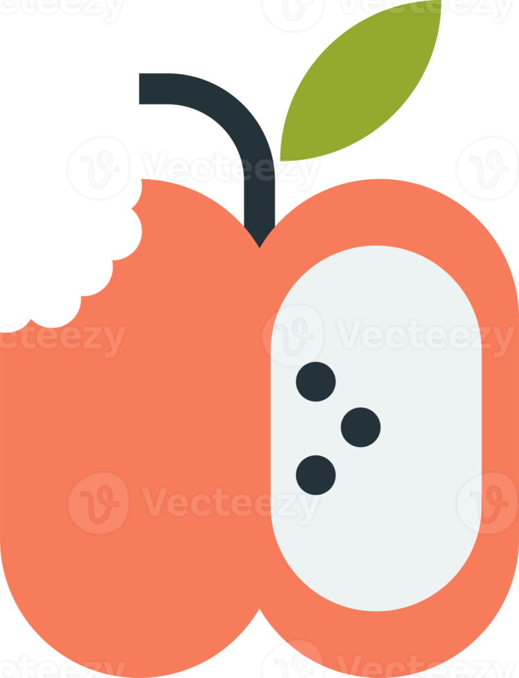 bitten apple illustration in minimal style png