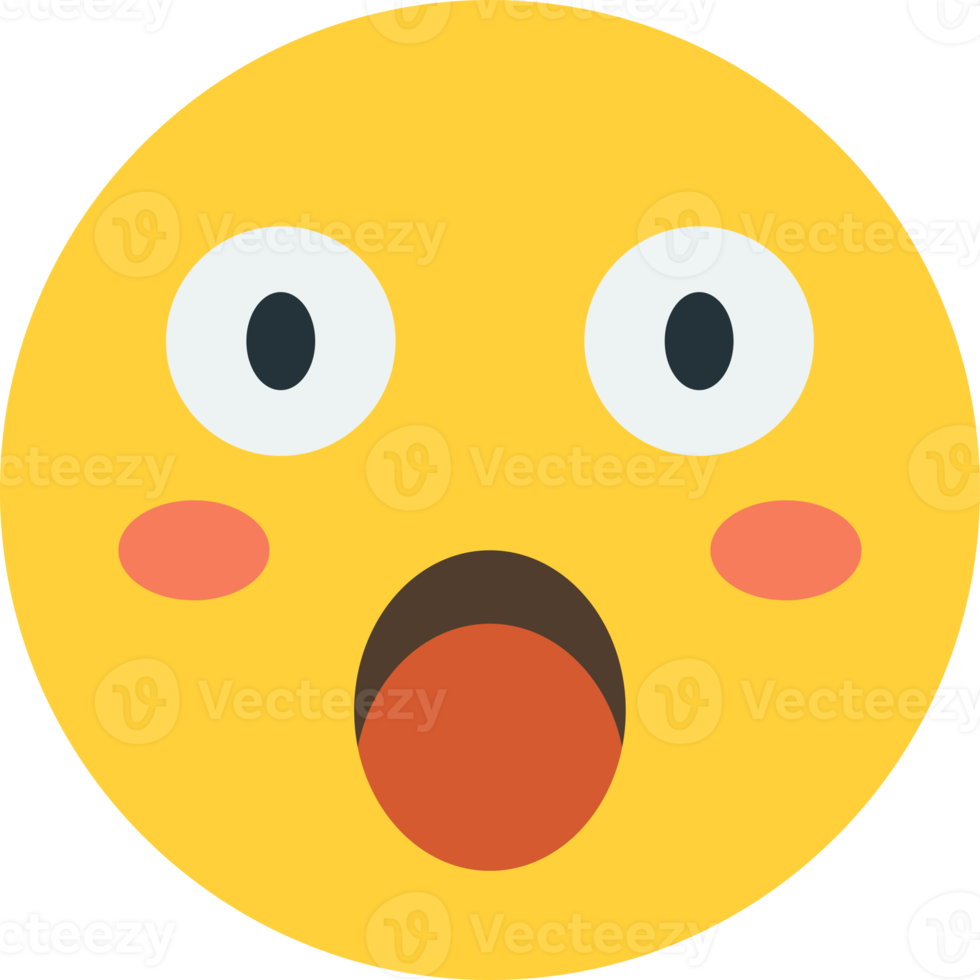 shocked face emoji illustration in minimal style png