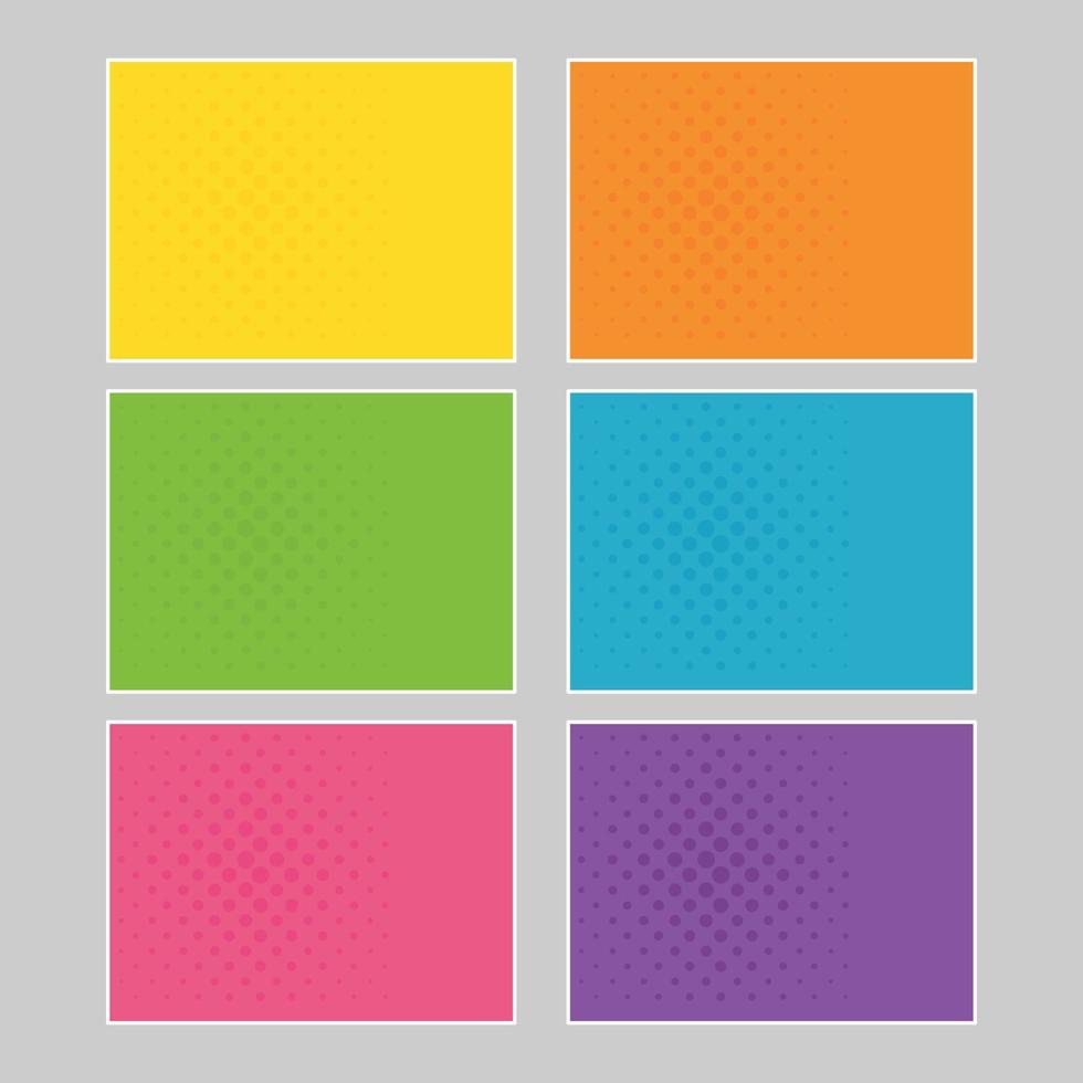 Set of multi colored pop art banners. Halftone comic template with place for your text for design. Vector illustration