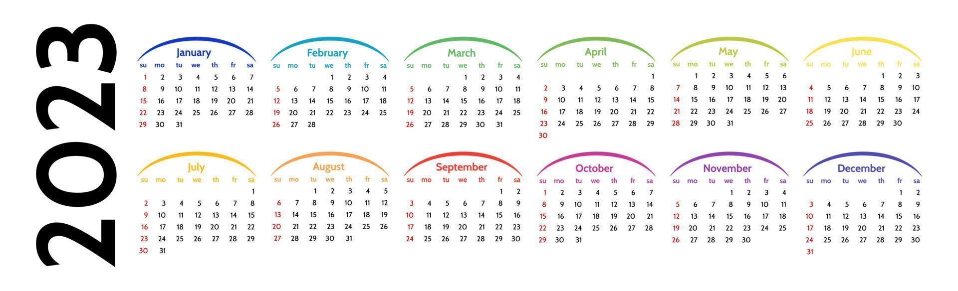 calendario para 2023 aislado en un fondo blanco vector