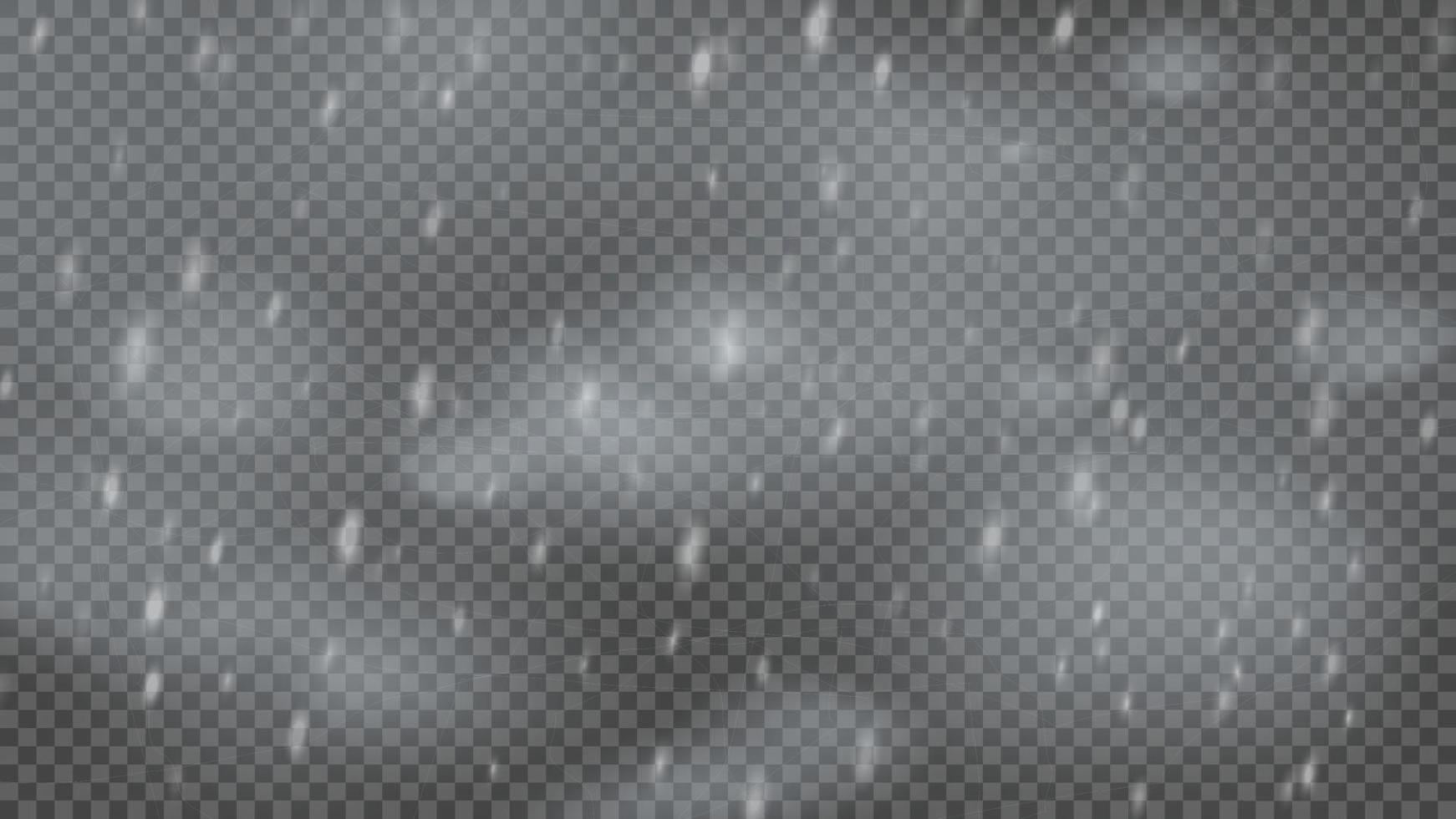 Snowstorm and falling snowflakes on transparent background. Blizzard of white snowflakes and Christmas snow. Vector illustration