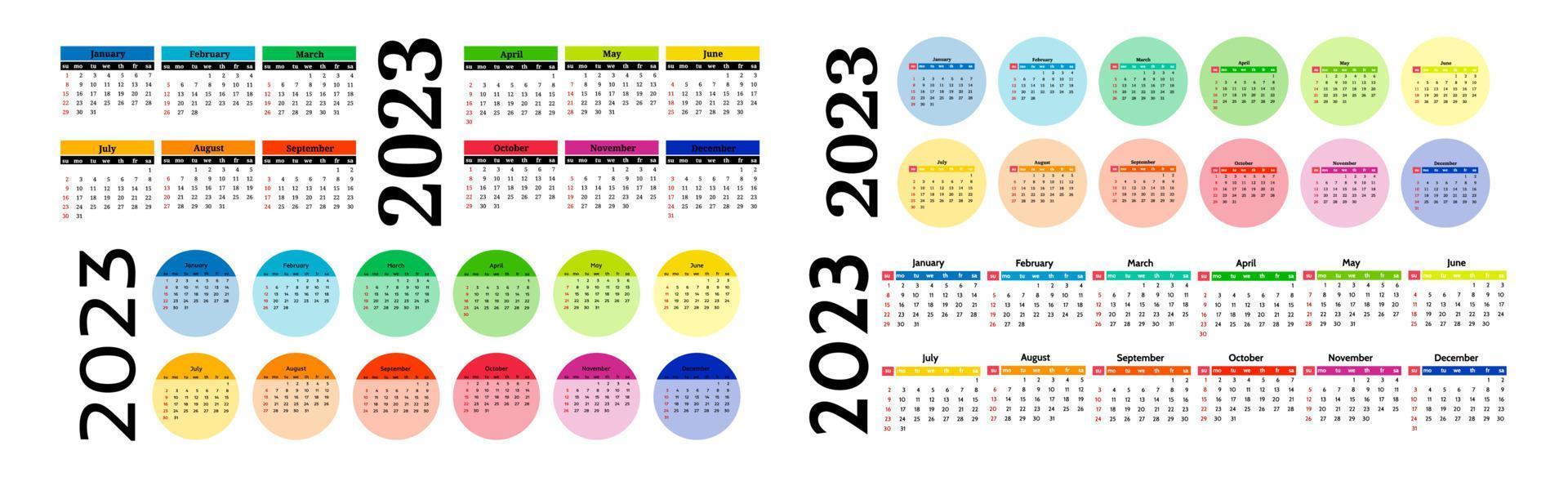 calendario para 2023 aislado en un fondo blanco vector