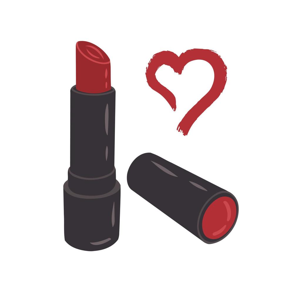 Red lipstick. Illustration for printing, backgrounds, covers and packaging. Image can be used for greeting cards, posters, stickers and textile. Isolated on white background. vector