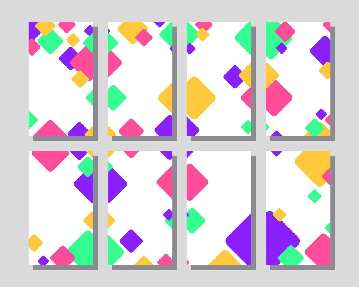 ilustración de un conjunto de pancartas con hermosas formas rectangulares coloridas vector