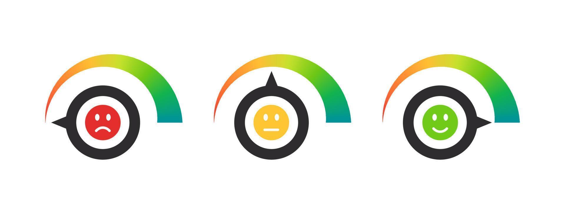 Customer satisfaction meter. Risk meter. Performance measurement. Indicates the emotional state.Vector illustration vector