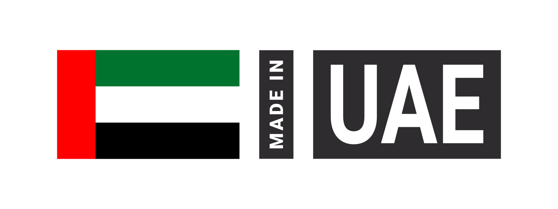 Made in UAE label sign. Product emblem. Flag of the country of