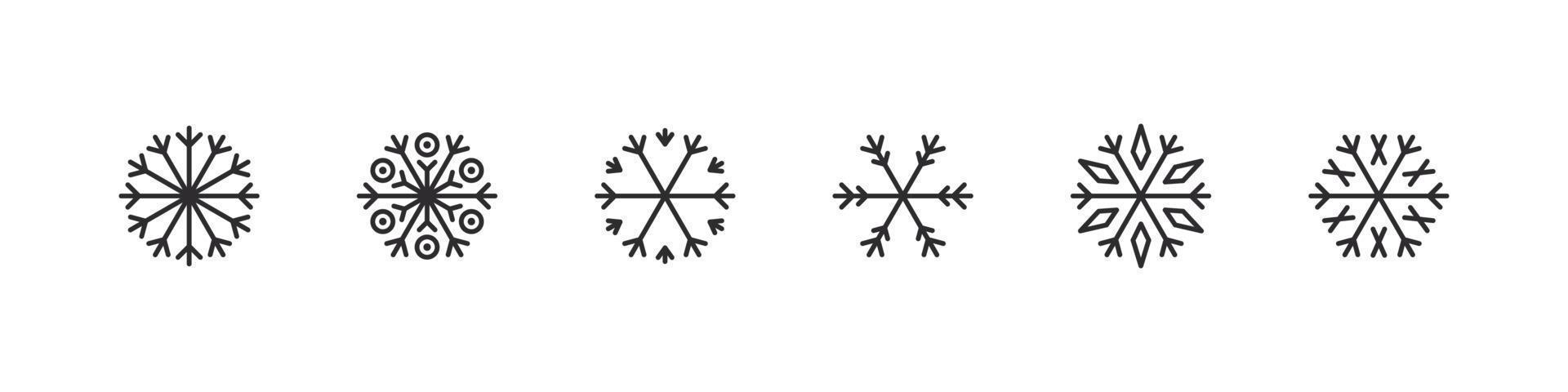 Snowflakes set. Modern christmas snowflakes. Xmas signs. Beautiful snowflakes. Vector icons