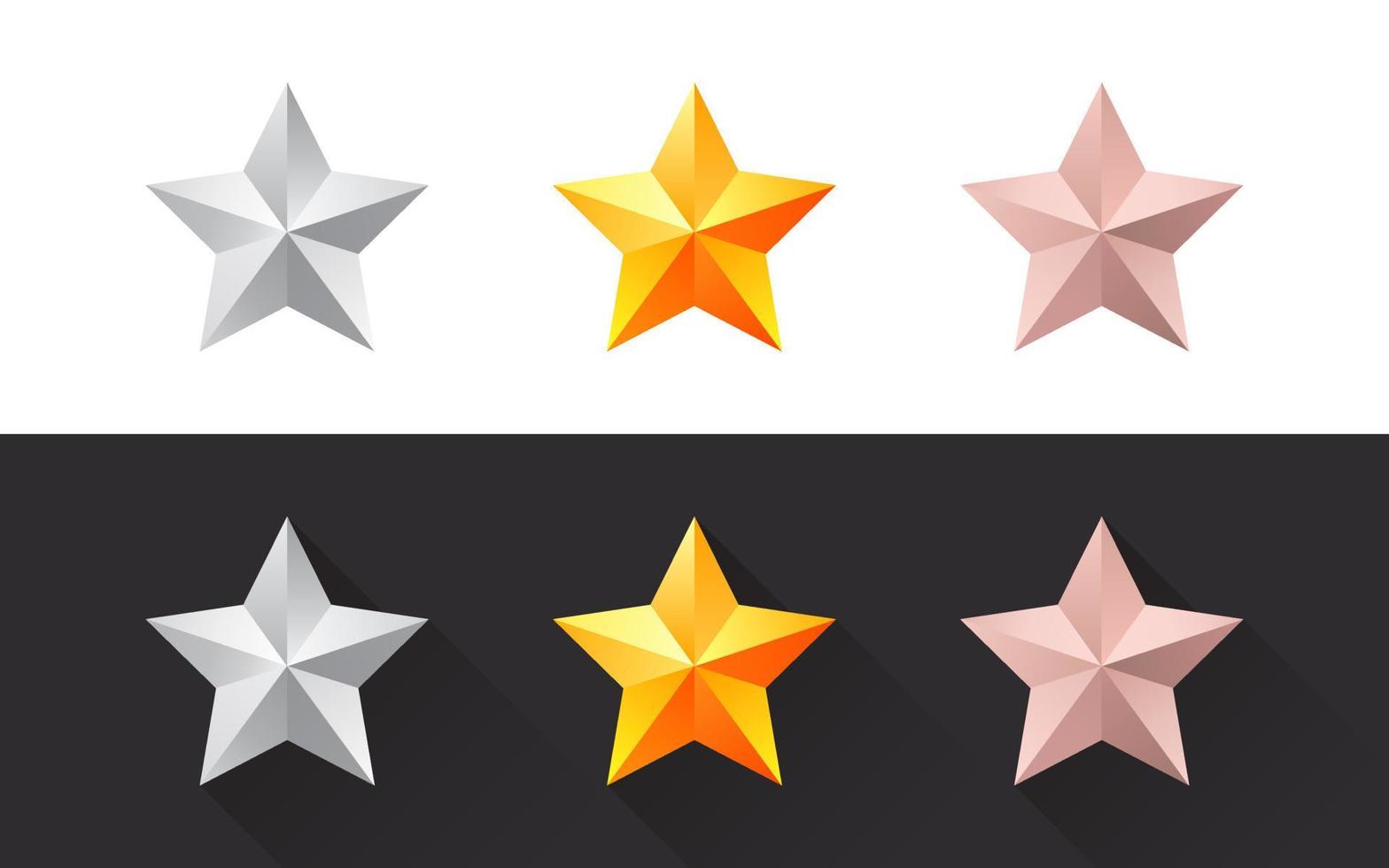 iconos de estrellas. estrella plateada. estrella dorada. estrella de bronce ilustración vectorial vector