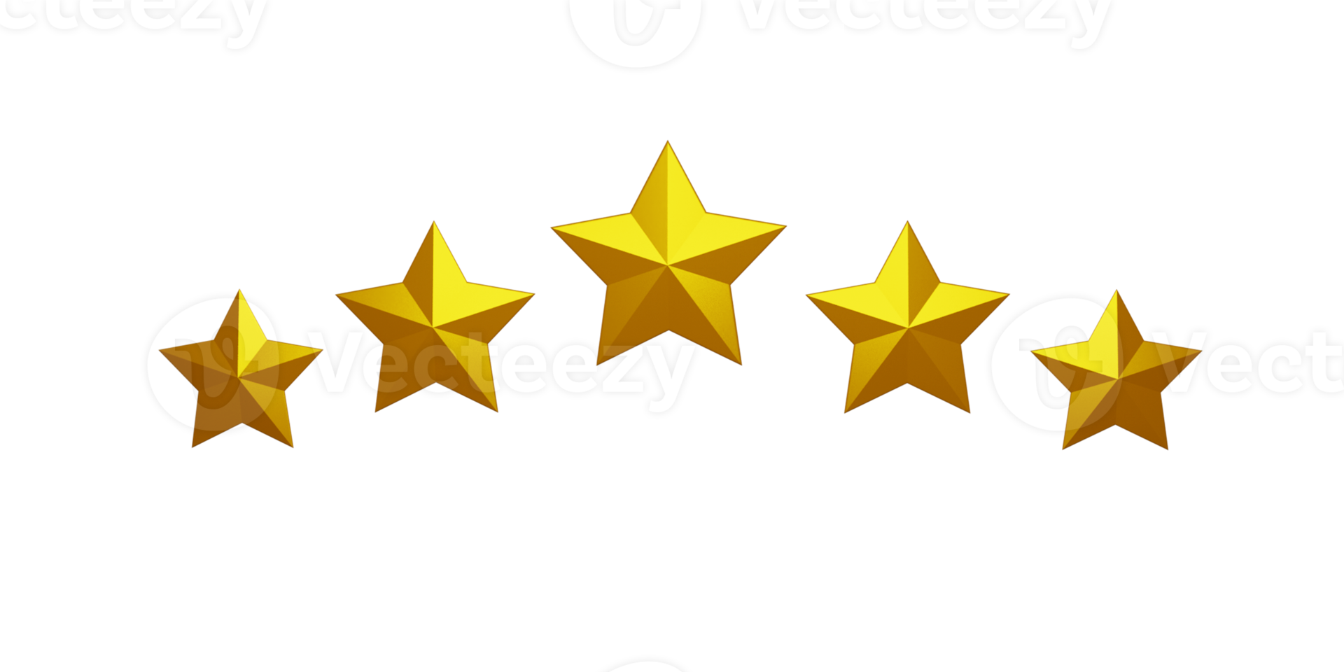 5 yellow star 3d rendering png