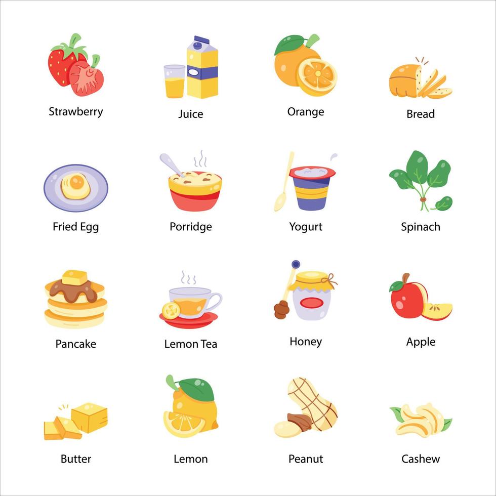 Pack of Food Hand Drawn Icons vector