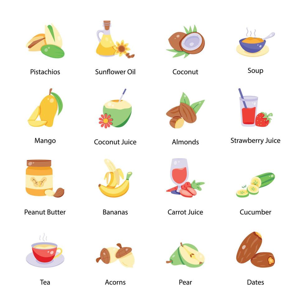 conjunto de iconos dibujados a mano de nutrición vector