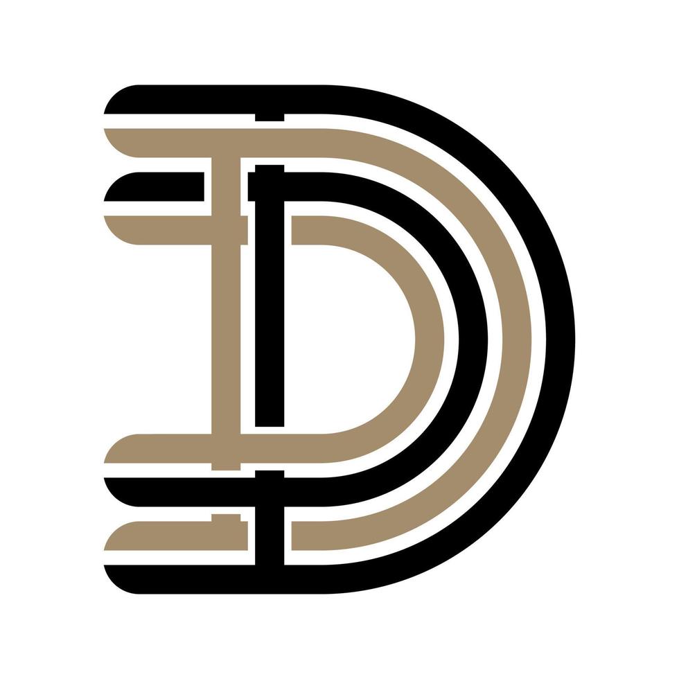 Vector graphic elegant silver and gold impossible font symbol alphabet Letter D