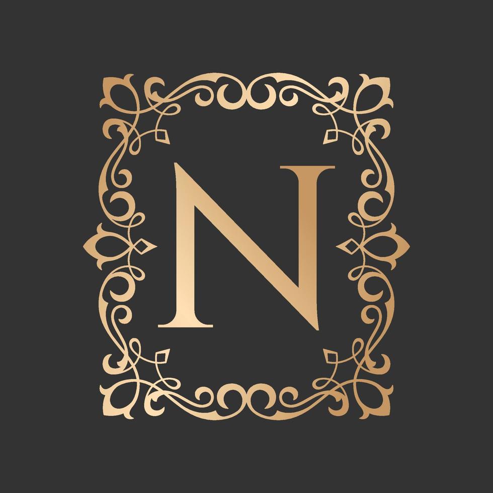 Luxury letter logo with vintage baroque ornament frame vector