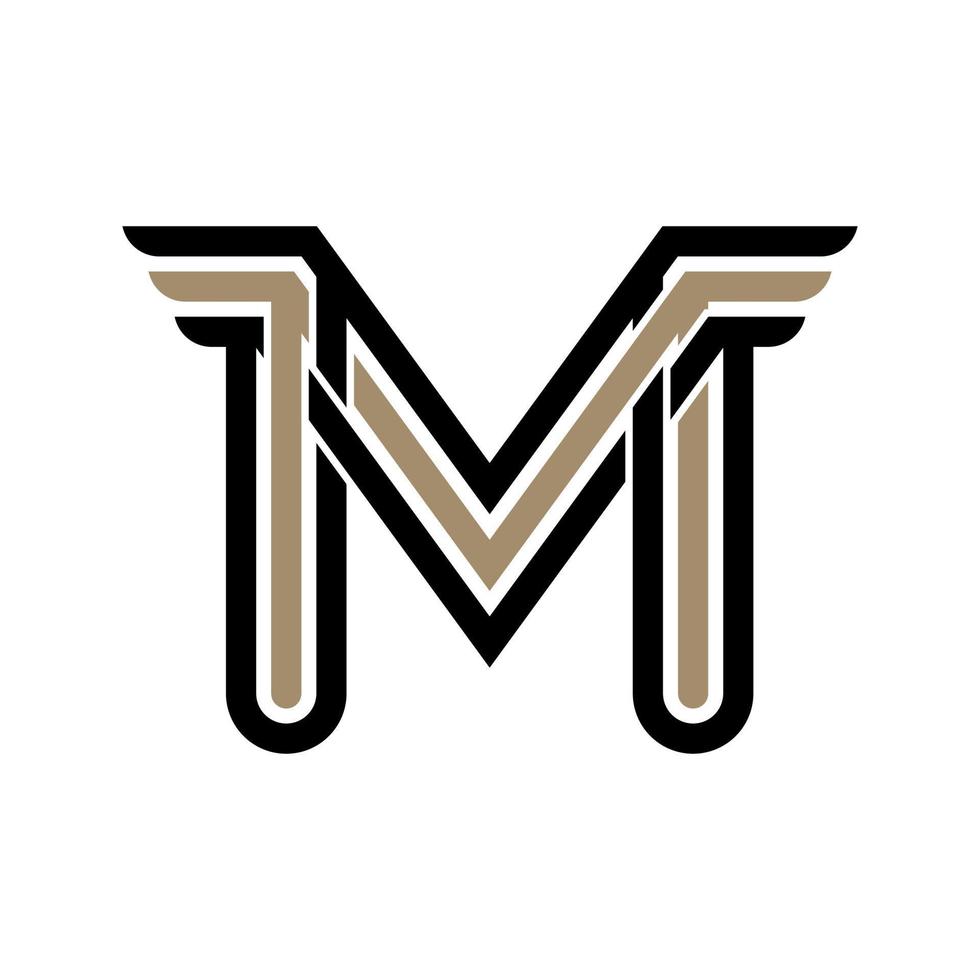Letter M logo or MM initials two modern monogram symbol, mockup black and white business card emblem. vector