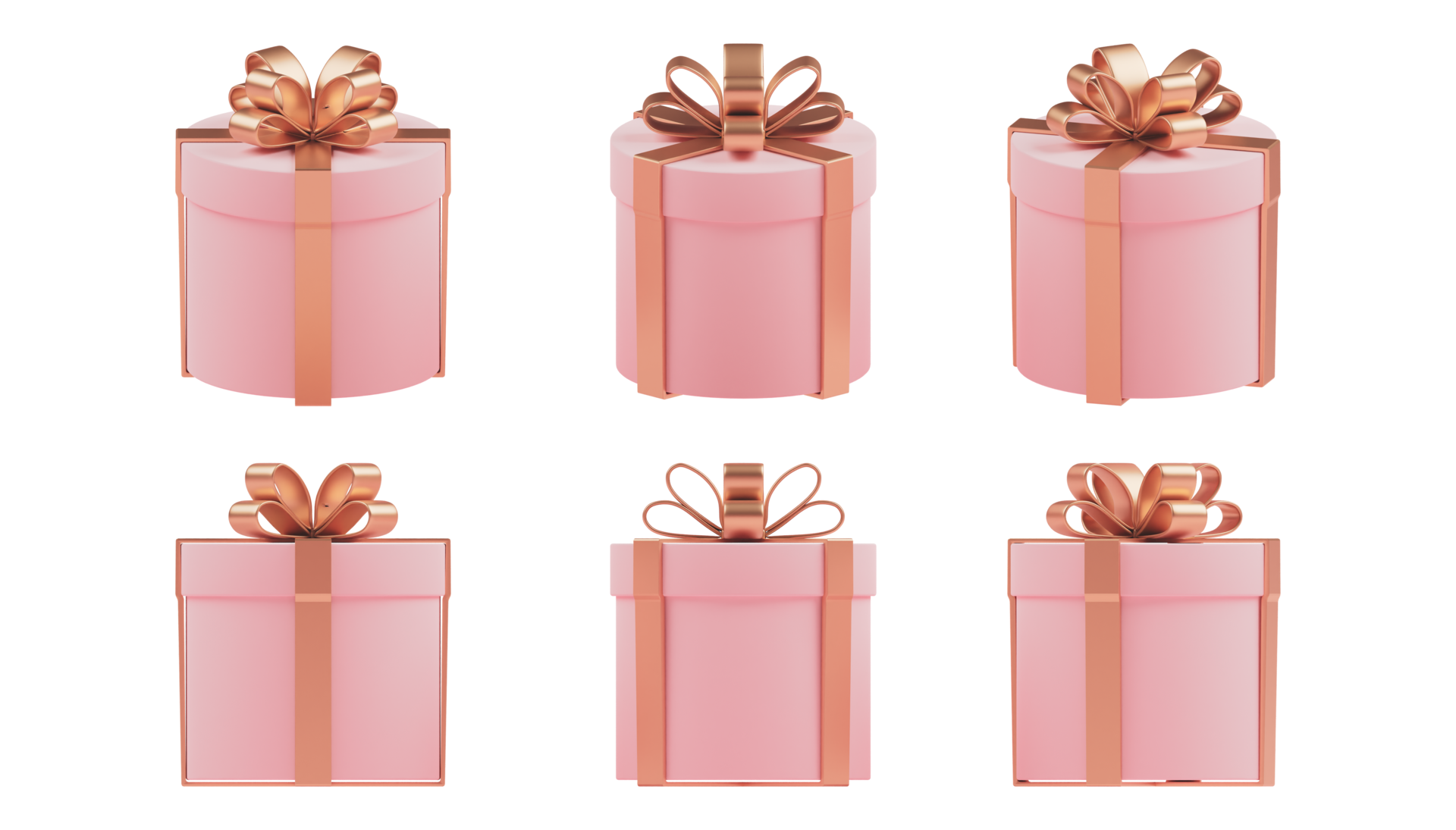 3d Pink Pastel Gift Boxes with Gold Ribbon Gift Bow Set 17183401 PNG