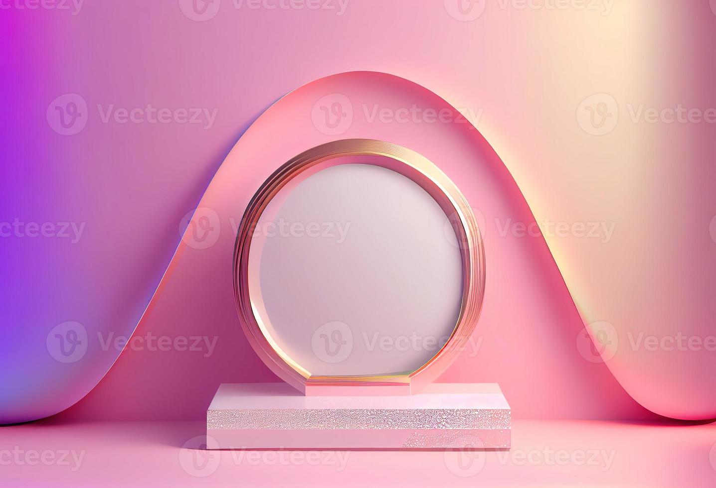 pink abstract 3d podium illustration with pedestal for displaying products photo