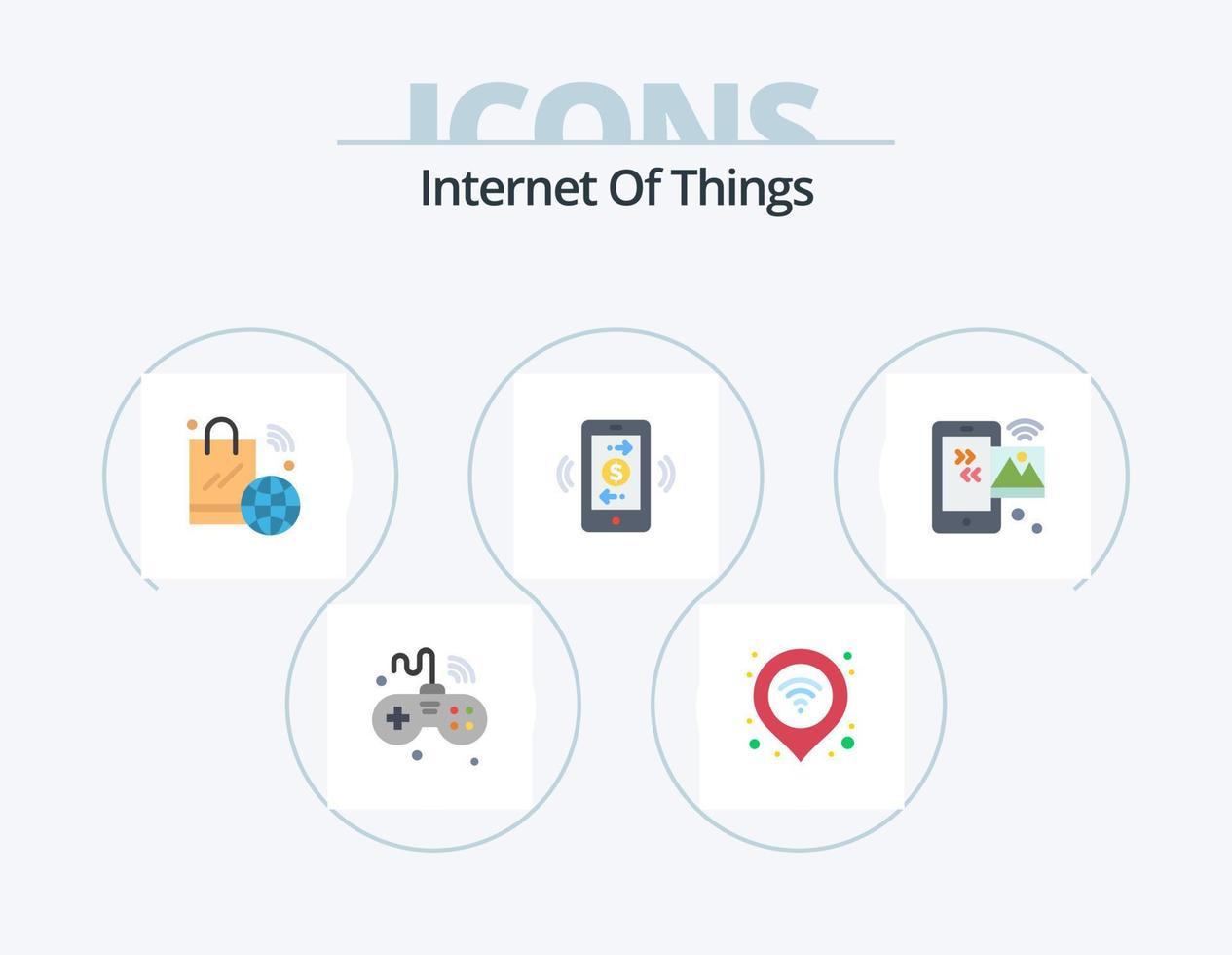 Internet Of Things Flat Icon Pack 5 Icon Design. internet of things. connections. signal. wifi. internet of things vector