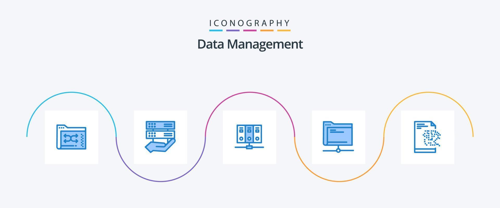 Data Management Blue 5 Icon Pack Including server. folder. control. database. database vector