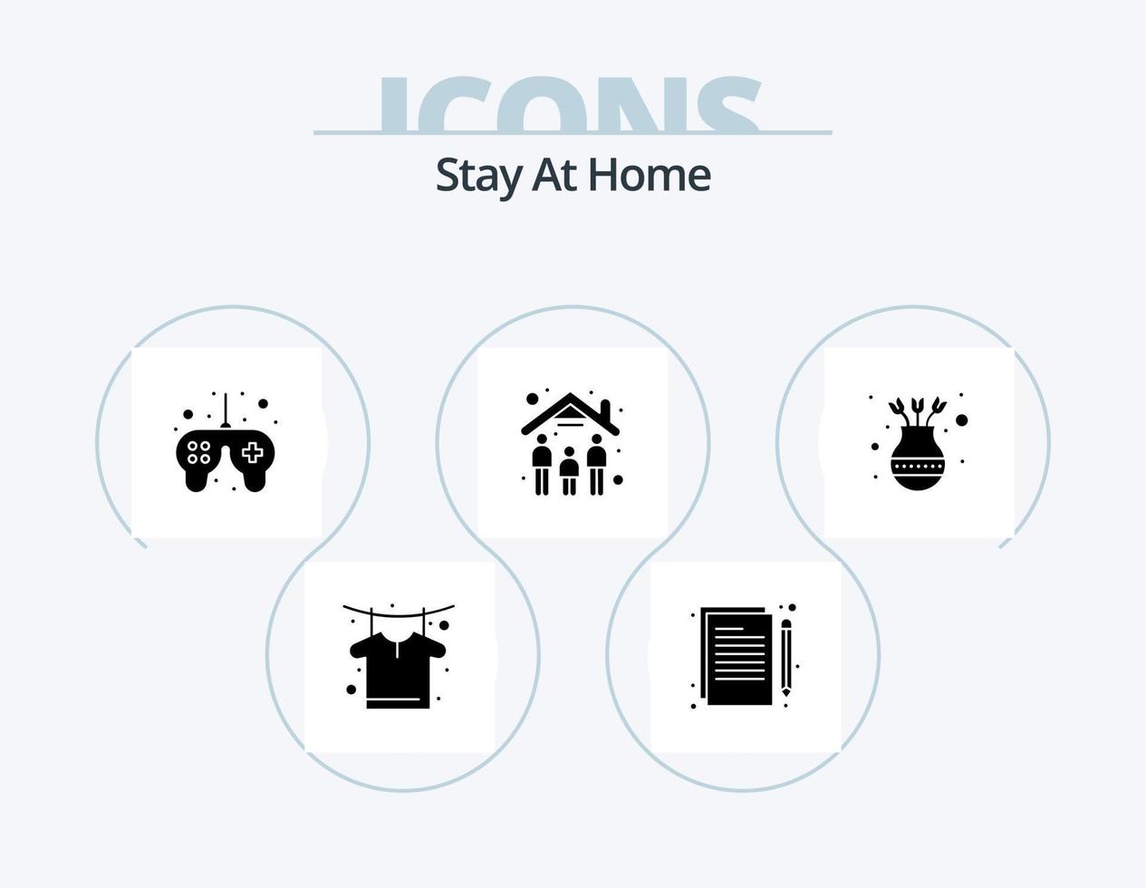 Stay At Home Glyph Icon Pack 5 Icon Design. estate. stay at home. free. quarantine. game control vector