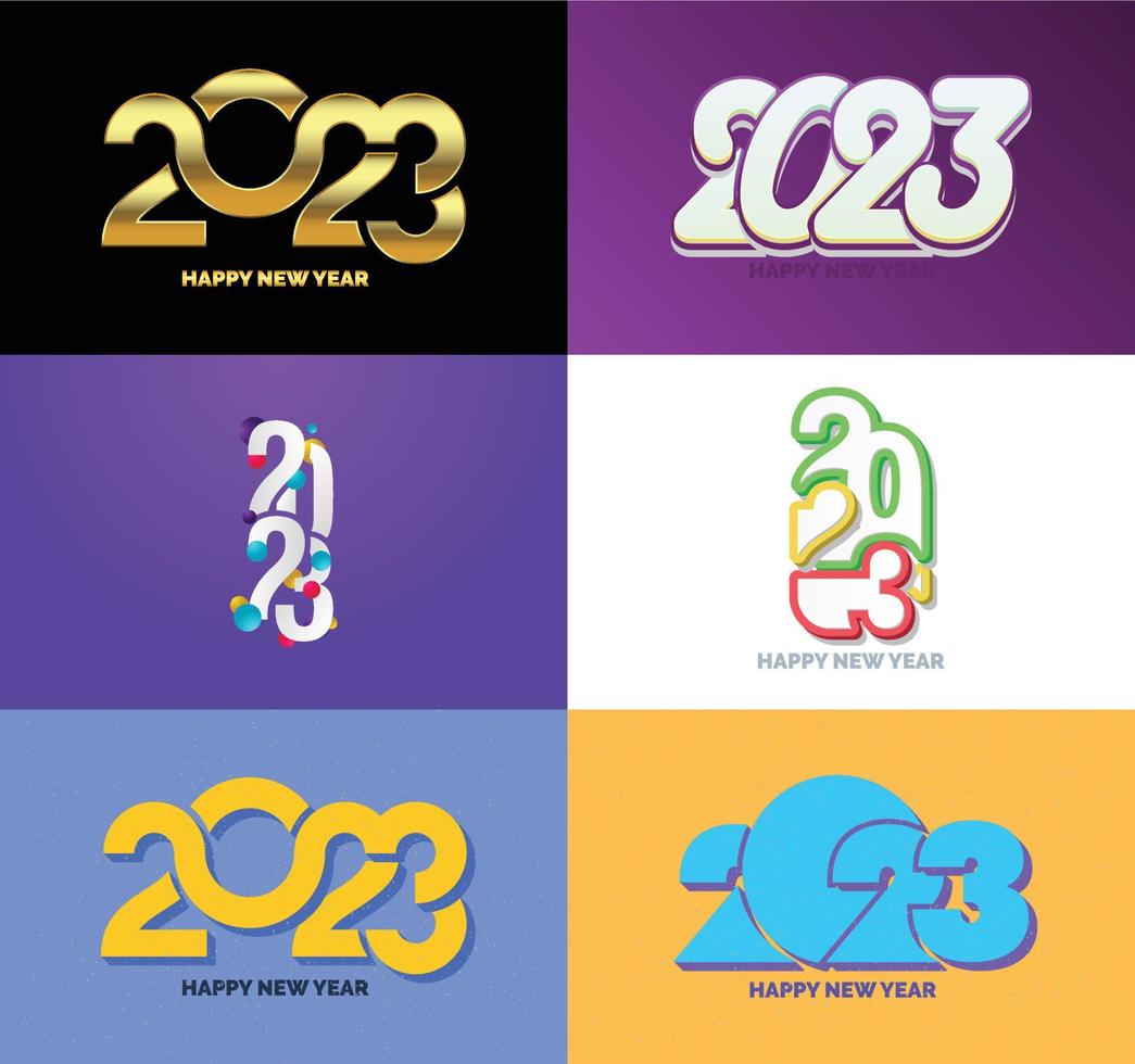 Big Set of 2023 Happy New Year logo text design 2023 number design template vector