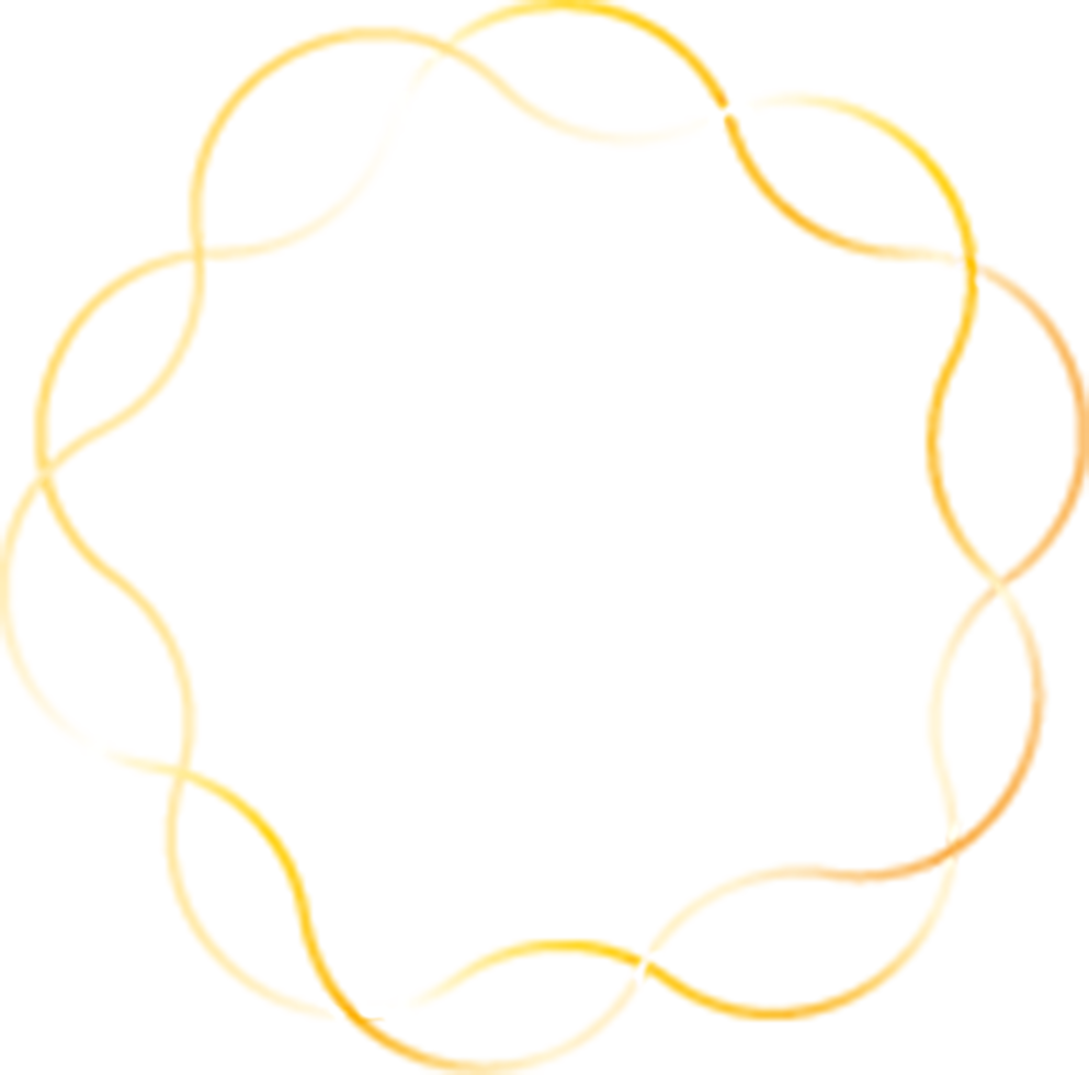 Gold glowing ellipse shape frames isolated on transparent background, shiny frame with watercolor effects png