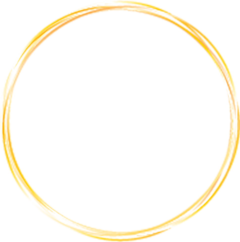 Gold glowing ellipse shape frames isolated on transparent background, shiny frame with watercolor effects png