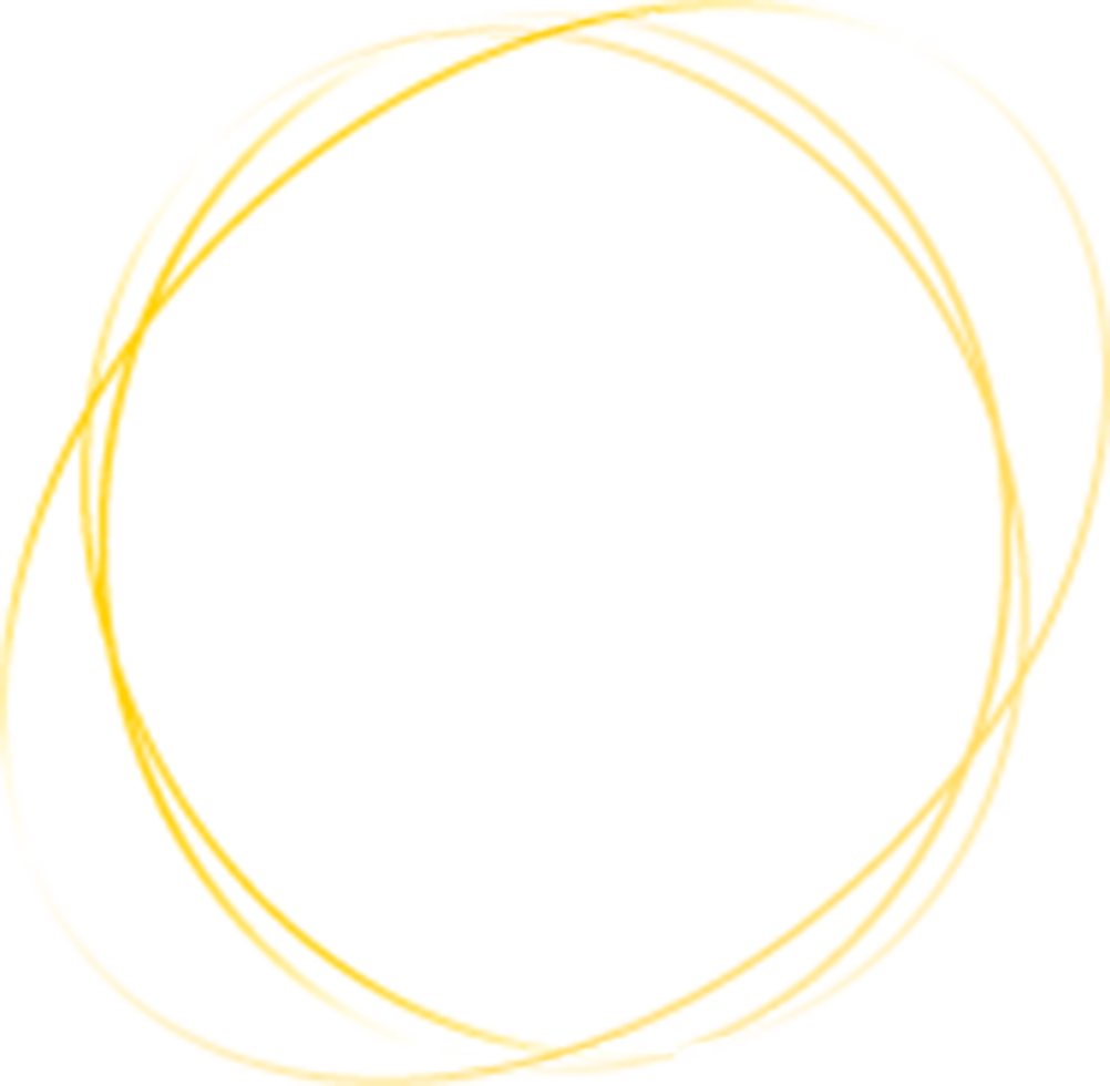 Gold glowing ellipse shape frames isolated on transparent background, shiny frame with watercolor effects png
