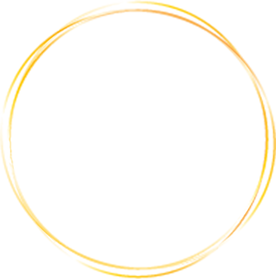 Gold glowing ellipse shape frames isolated on transparent background, shiny frame with watercolor effects png