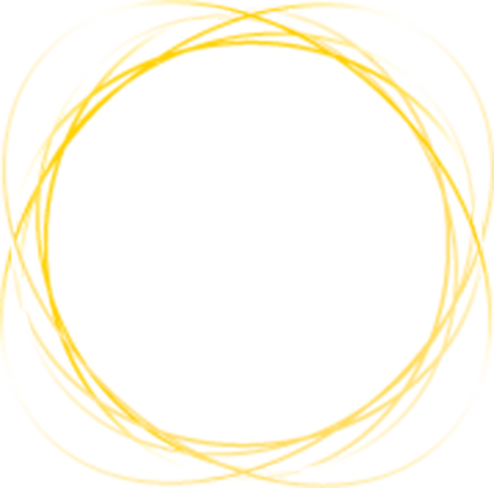 Gold glowing ellipse shape frames isolated on transparent background, shiny frame with watercolor effects png