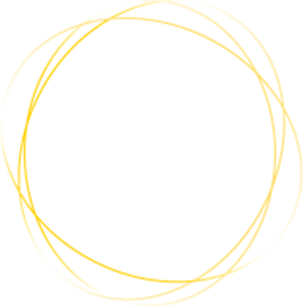 Gold glowing ellipse shape frames isolated on transparent background, shiny frame with watercolor effects png