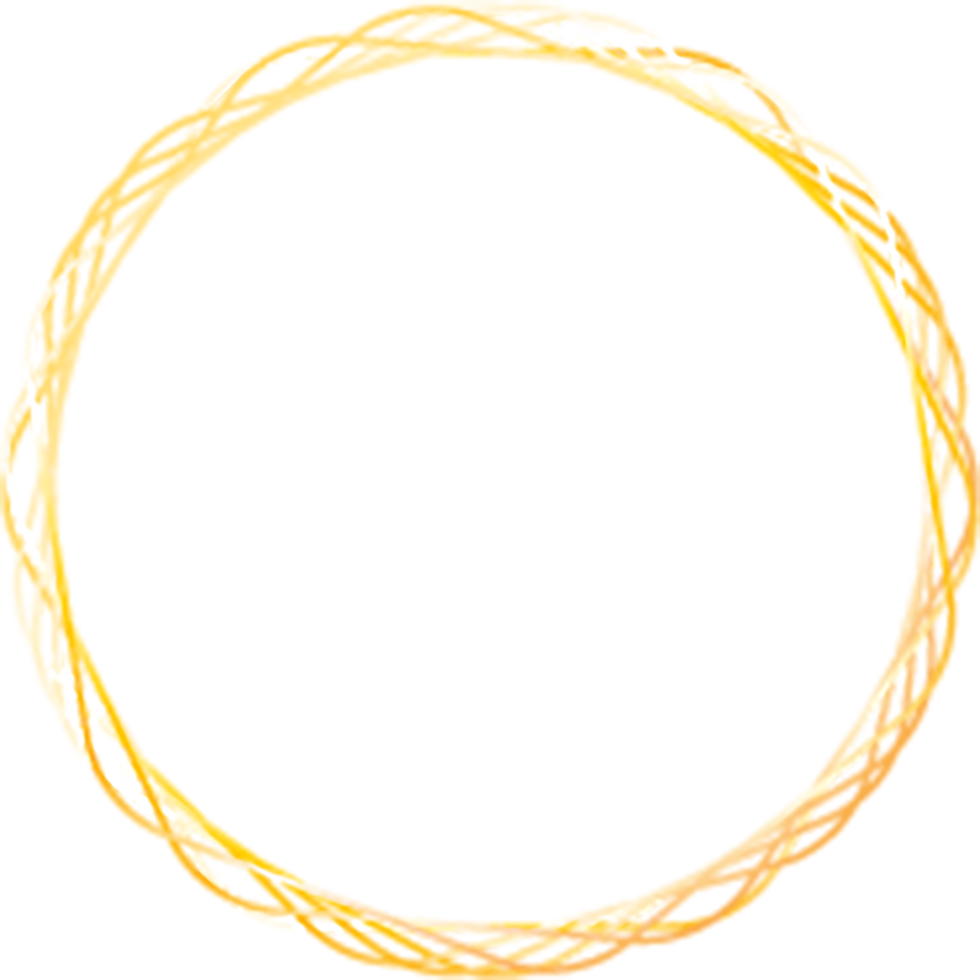Gold glowing ellipse shape frames isolated on transparent background, shiny frame with watercolor effects png