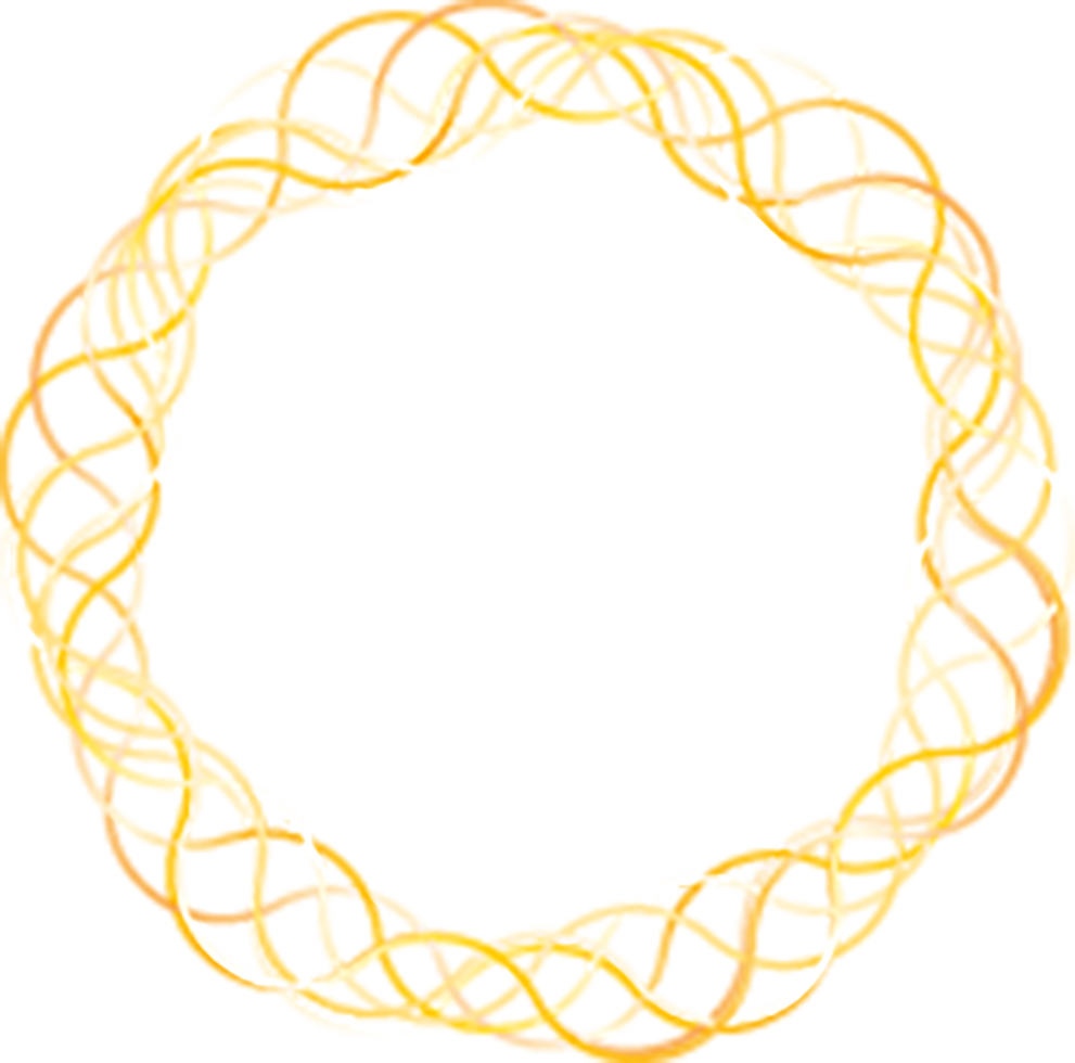 Gold glowing ellipse shape frames isolated on transparent background, shiny frame with watercolor effects png
