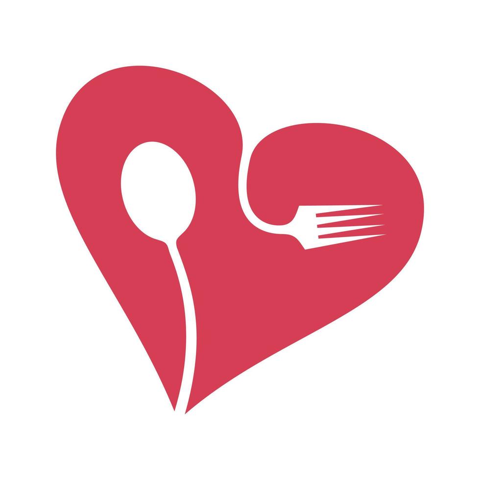 Fork and spoon on the heart. Vector illustration