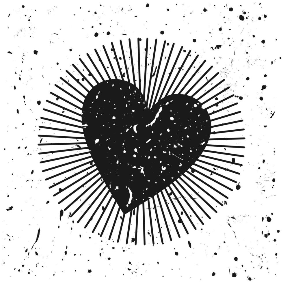 Grunge black heart. Vector illustration