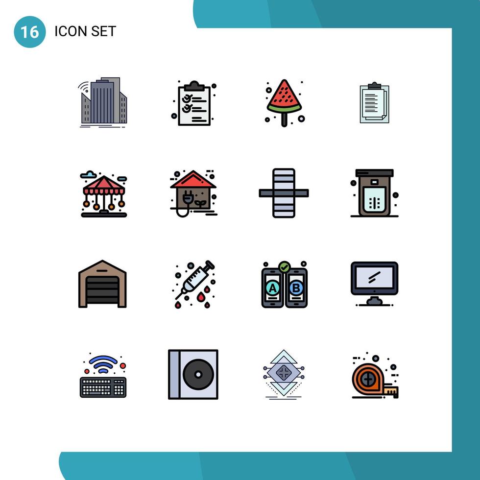 conjunto de 16 iconos modernos de la interfaz de usuario signos de símbolos para crear la lista de resultados tarjeta de informe elementos de diseño de vectores creativos editables de verano