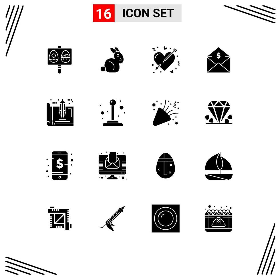 Stock Vector Icon Pack of 16 Line Signs and Symbols for tools money cupid money dollar Editable Vector Design Elements