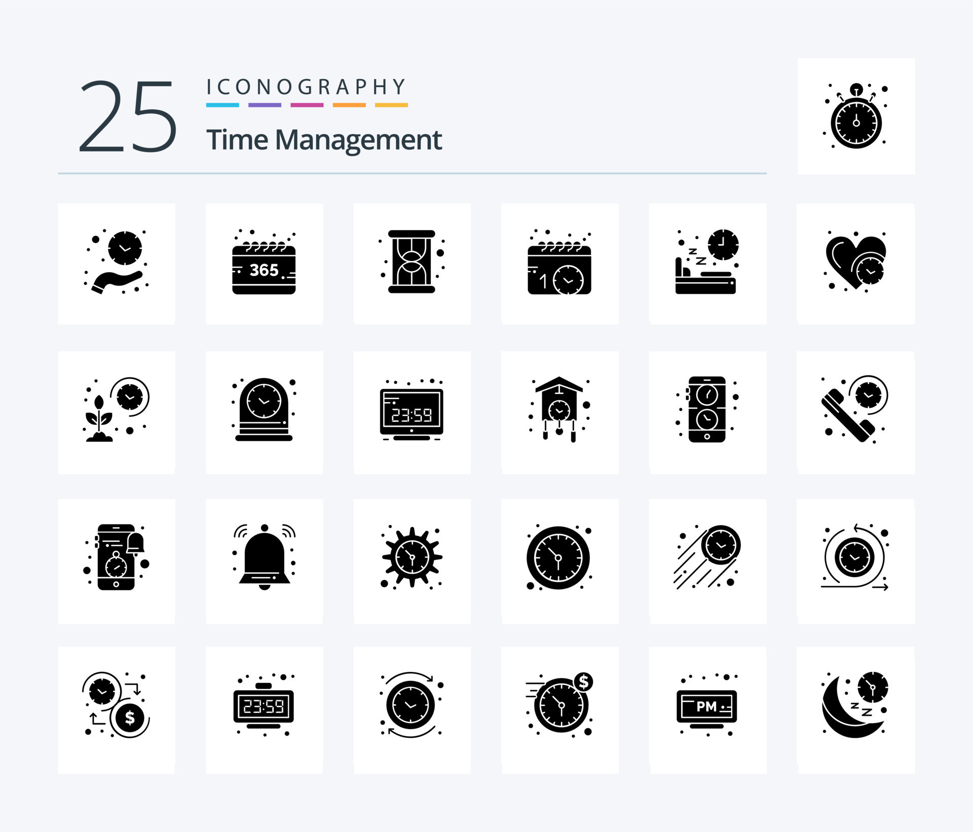 Time Management 25 Solid Glyph Icon Pack Including Diet Watch Year time-management-25-solid-glyph-icon-pack-including-diet-watch-year