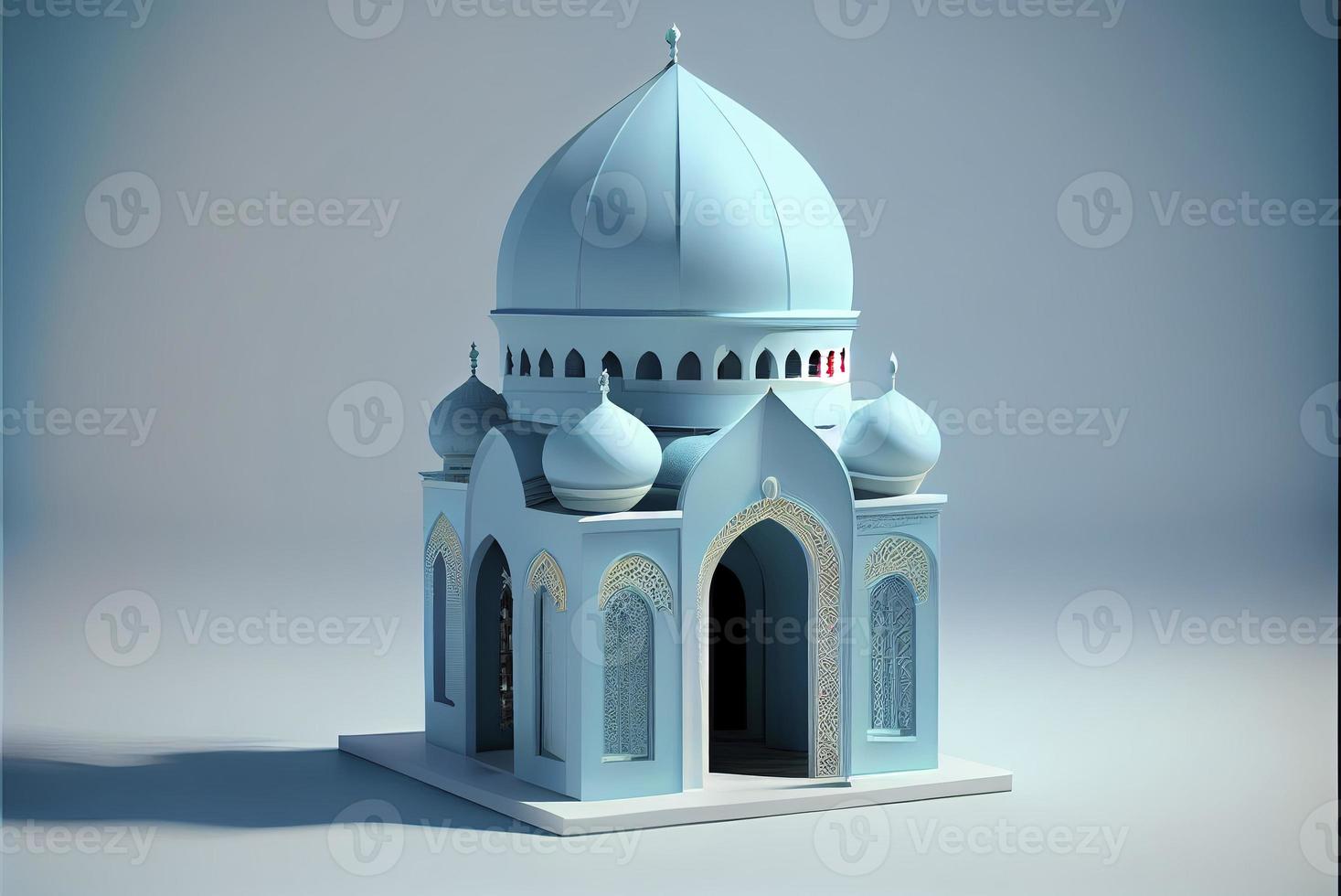 3d illustration of a mosque with golden moon and stars ornament photo
