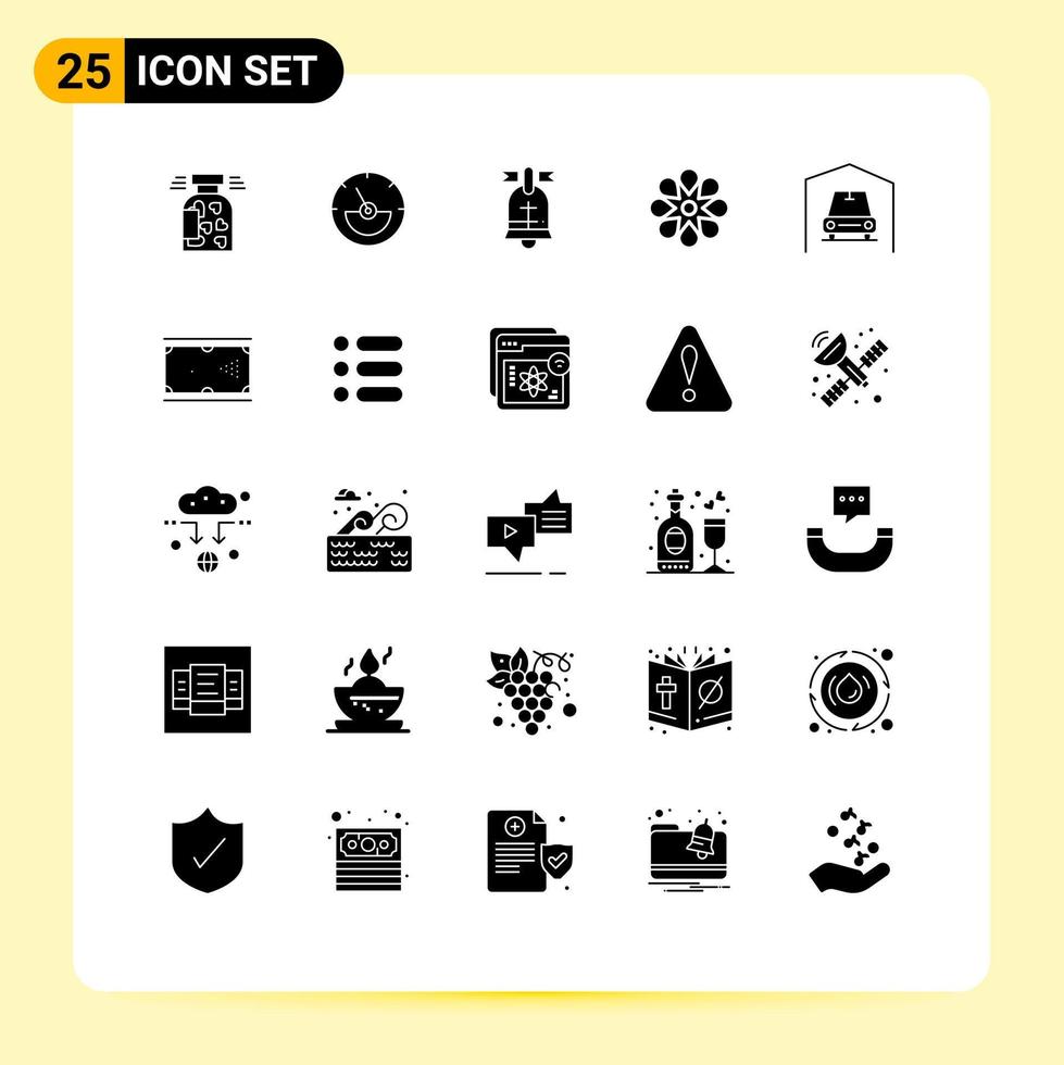 Pictogram Set of 25 Simple Solid Glyphs of garage festival energy celebrate usa Editable Vector Design Elements