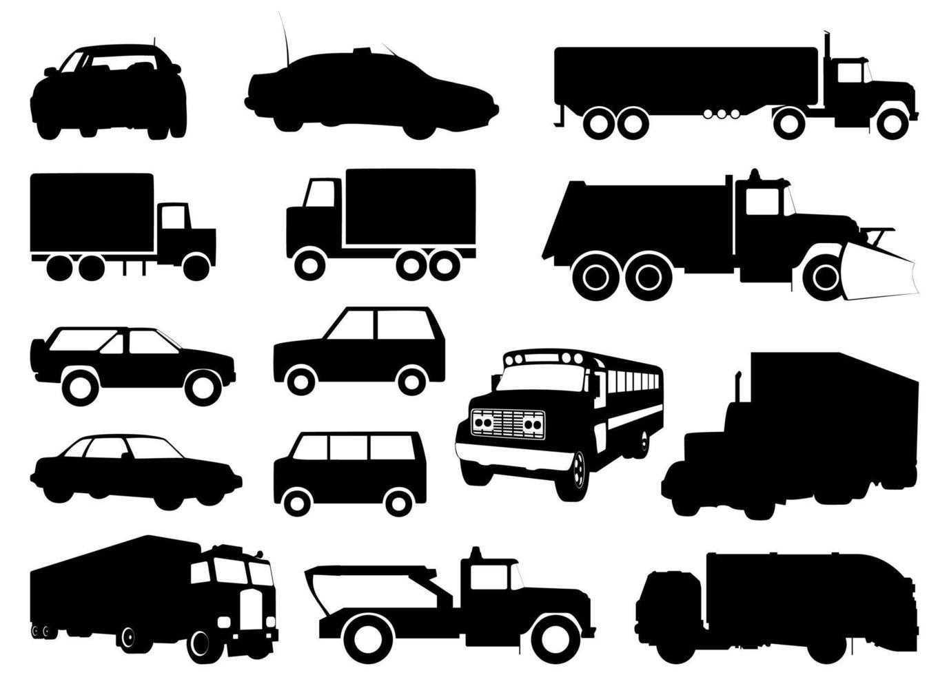 Collection of silhouettes of cars. A vector illustration