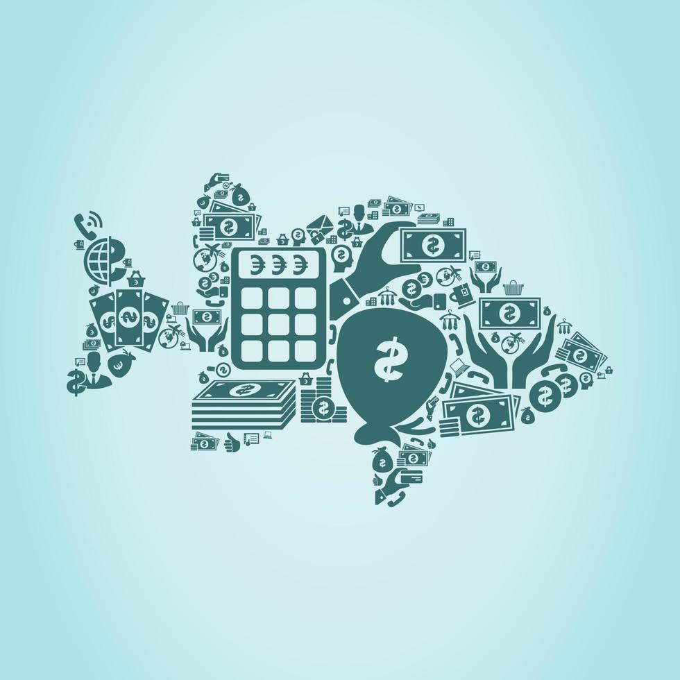 Fish made of business. A vector illustration