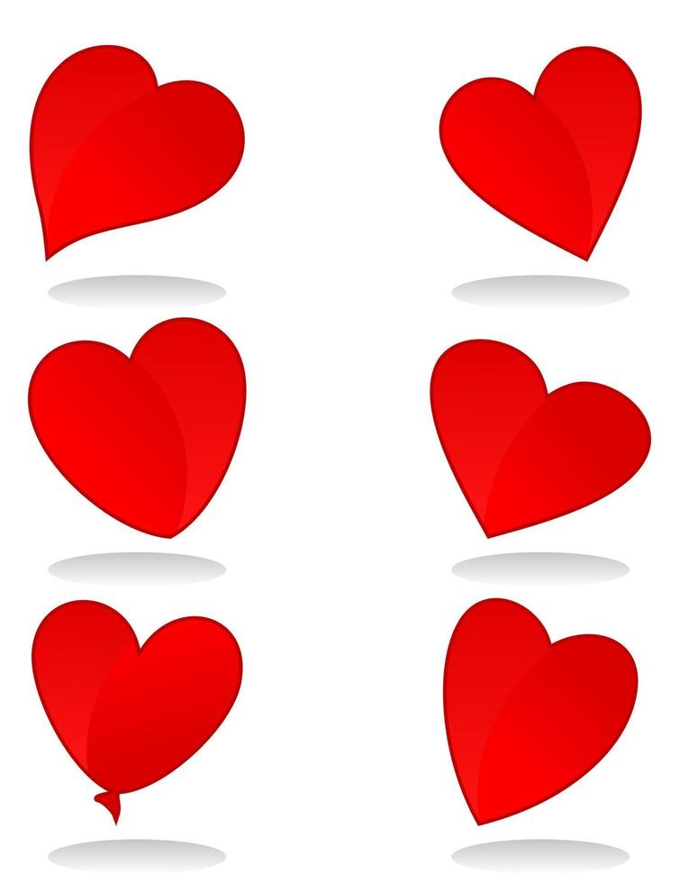 Set of icons of red hearts. A vector illustration