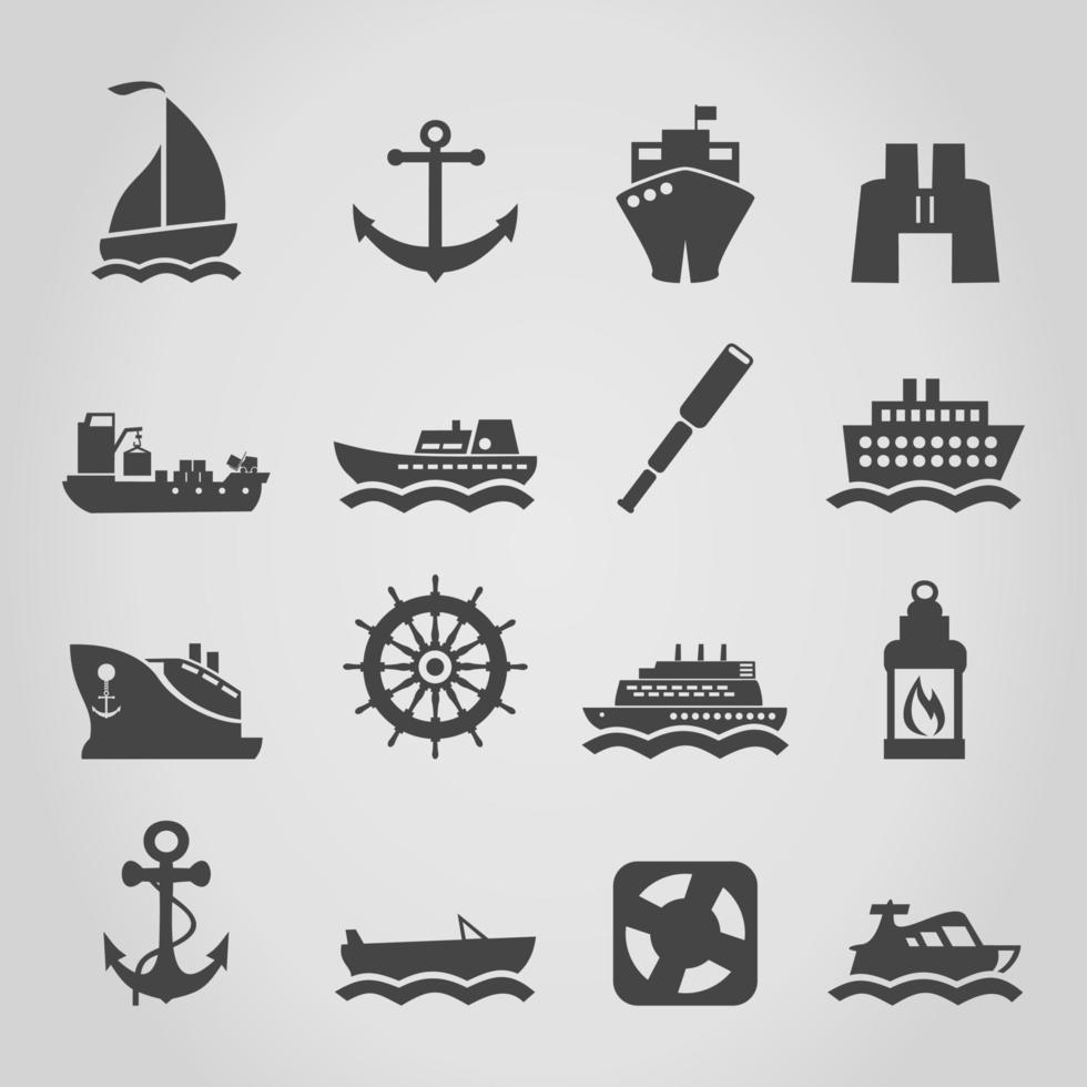 Set of icons of the ships. A vector illustration