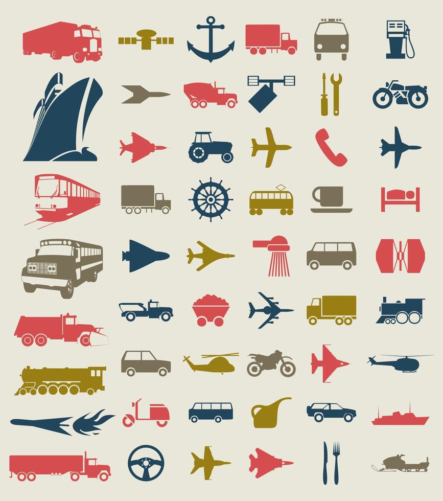 Collection transport of icons. A vector illustration